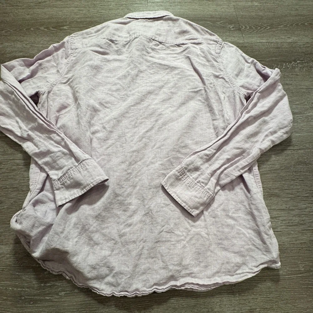 Banana Republic Shirt Mens XL Purple Linen Cotton Untucked Slim Fit Vacation